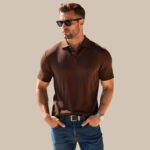 Fashion And Youth Solid Men Polo Neck Brown T-Shirt