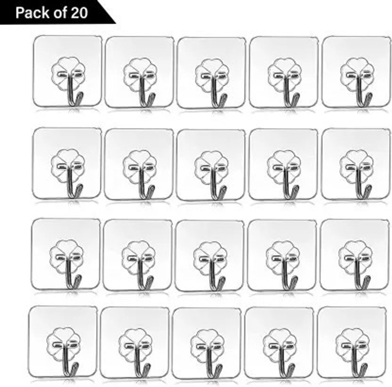 Stayway Strong Adhesive Hook Wall Door Sticky Hanger Holder For Bathroom Kitchen Hook 20(Pack Of 20)