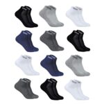 Xjarvis® Ankle Length Socks For Men & Women – Moisture-Wicking, Odor-Free, Breathable Cotton, Cushioned Half Terry Combo – Ideal For Sports, Gym & Formal Wear – Pack Of 12 Pairs, Multicolor, Free Size