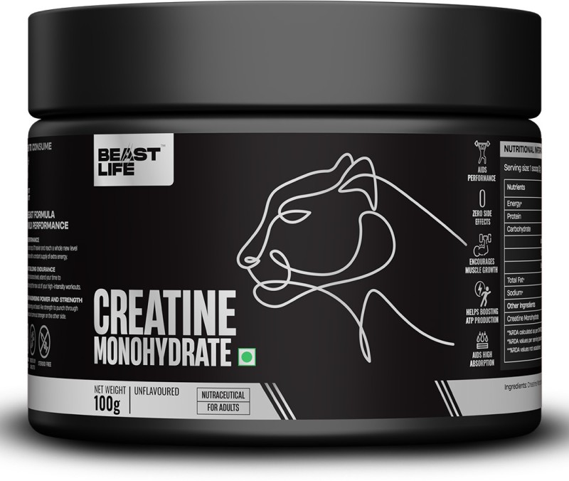 Beastlife Super Micronized Creatine Monohydrate Unflavoured 100G | Nabl Lab Tested Creatine(100 G, Unflavoured)
