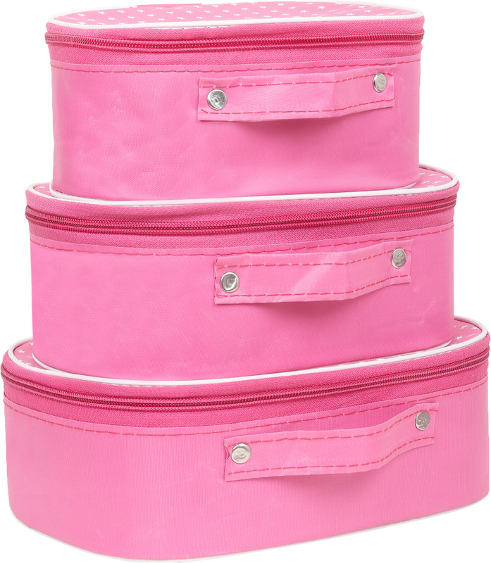 Rasafa Set Of 3 Multi-Purpose Supreme Quality Makeup Box Storage Cases, Cosmetics Box, Vanity Box, Spacious Interior Vanity Box(Pink)