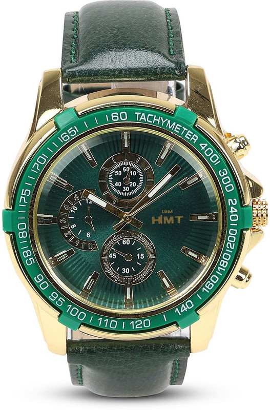 Luba Himt Hiimt-2502 Plain Green Dial & Green Genuine Leather Strap For Boys (Not A Chronograph) Analog Watch – For Men