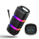 Ptron Fusion Quad 40W Bluetooth Karaoke Party Speaker With 3M Wired Mic & Vivid Rgb Lights, 6H Playtime, Mic Volume Control, 5 Equalizer Settings, Bt/Usb/Sd Playback & Type-C Charging (Coal Black)