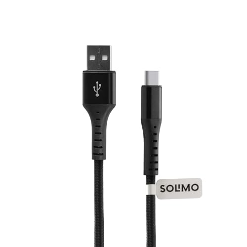 Amazon Brand – Solimo Fast Charging Braided Usb Type C Data Cable Joint, Suitable For All Supported Mobile Phones (1 Meter, Black)