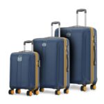 Safari Thorium Neo 8 Wheels 55,66 And 77 Cm Small,Medium And Large 4 Wheel Inline 3 Trolley Bags Polycarbonate 360 Degree Wheeling System Luggage,4 Wheel Inline Trolley Bags,Graphite Blue