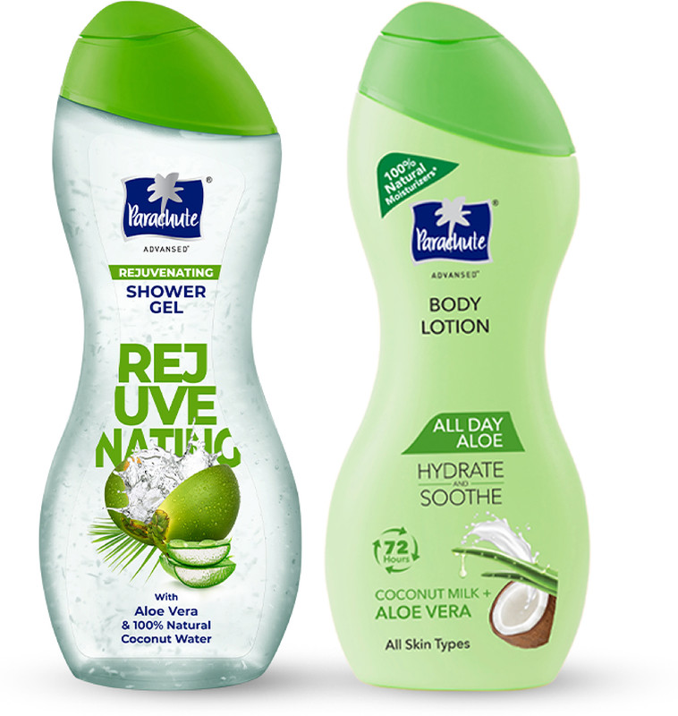 Parachute Advansed Skin Loving Summer, Duo Rejuvenating Shower Gel & All Day Aloe Baby Lotion(2 Items In The Set)