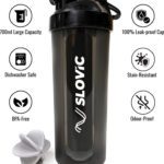 Slovic Leak-Proof Gym | Protein With Typhoon Blender | Bpa-Free 700 Ml Shaker(Pack Of 1, Black, Plastic)