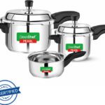 Greenchef Pearl Special Combo 2 L, 3 L, 5 L Outer Lid Induction Bottom Pressure Cooker(Stainless Steel)