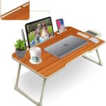 Callas Multi-Purpose Laptop Table With | Cup Holder | Drawer | Mac Holder | Study Table/Bed Table/Breakfast Table/Foldable And Portable Wooden Table (Ca-39-Brown)