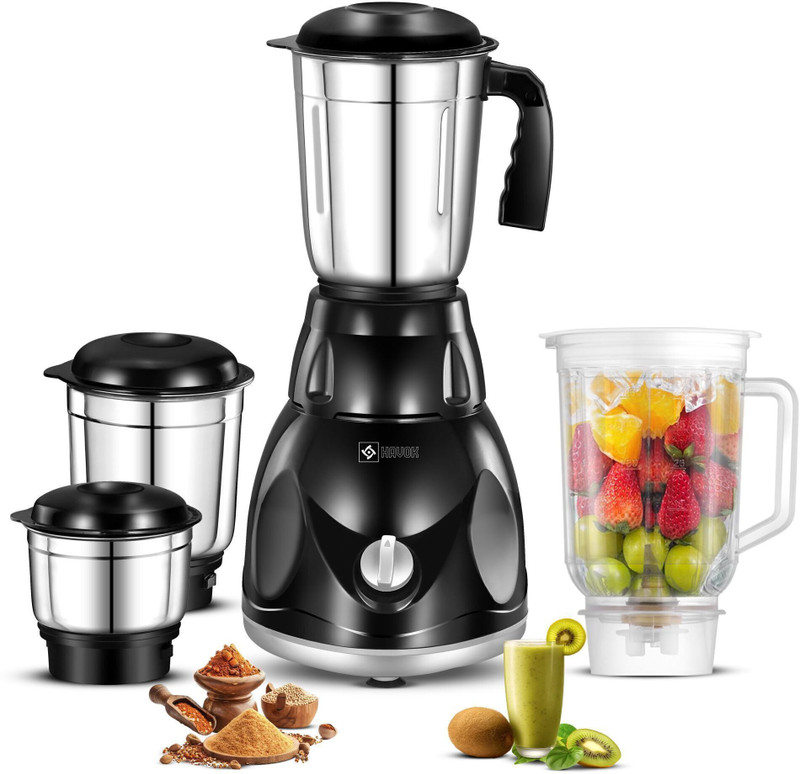 Havok Black_Mixer_4Jar 750 W Juicer Mixer Grinder(Hav/Mix/4Jar(Black) | 4 Jars | Black)
