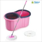 Flipkart Smartbuy New Bucket Spin Mop Amazing Design In Plastic And 2 Microfiber Refill Set Mop Set(Pink)