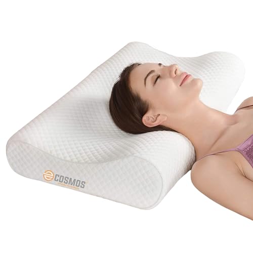 E-Cosmos Memory Foam Pillow, Orthopedic Pillow For Neck Pain Cervical Contour Memory Foam Pillow,Orthopedic Neck Pillow With Washable Cover, Bed Pillows For Side, Back, Stomach Sleepers.