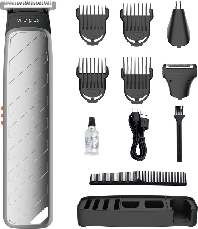 One Plus Op 511 Cordless Professional 8 In 1 Grooming Kit Washable Trimmer 120 Min Runtime 4 Length Settings(Silver)