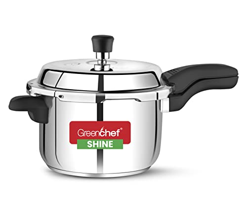 Greenchef Shine Outer Lid Stainless Steel Pressure Cooker 5 Litre Induction Compatible – Isi Certified