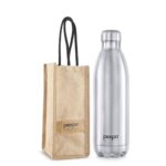 Pexpo Electro 1800 Hot & Cold Isi Certified With Jute Bag | Stainless Steel Water Bottle – 1750Ml, Silver | Thermoflask | Office Bottle | Workout | Travelling | Home