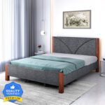 Flipkart Perfect Homes Massif Solid Wood Queen Bed(Finish Color – Walnut And Light Grey, Delivery Condition – Knock Down)