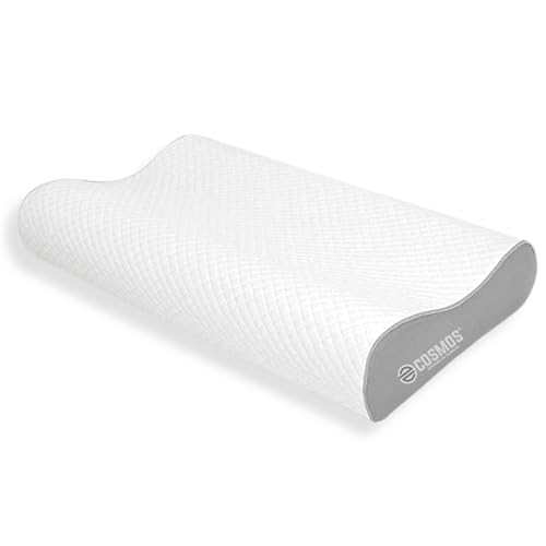E-Cosmos Memory Foam Pillow, Orthopedic Pillow For Neck Pain Cervical Contour Memory Foam Pillow,Orthopedic Neck Pillow With Washable Cover, Bed Pillows For Side, Back, Stomach Sleepers. (Grey)
