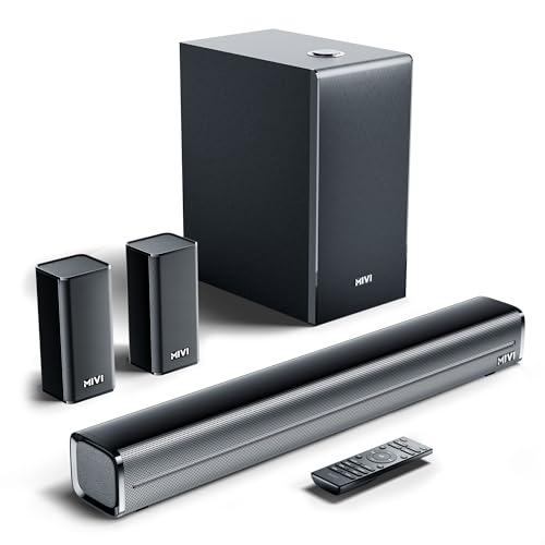 Mivi Fort H350 Soundbar [Just Launched], 5.1 Channel With 3 Built-In Speakers, 2 Satellite Speakers & External Subwoofer, Multiple Eq/Input Modes, Home Theatre 5.1,Made In India Sound Bar