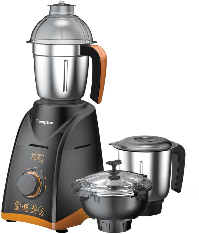 Crompton Boltmix Cool 750 W Mixer Grinder(Acgm-Boltmix Cool | 3 Jars | Orange, Black)