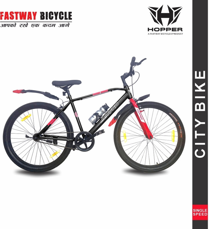 Fastway Bicycle Hopper Jetpro N/Ibc 24T Black, With 90% Assembled 24 T (Inch) Road Cycle(Single Speed, Black, Rigid)