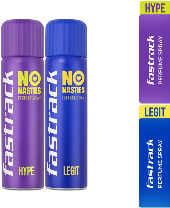 Fastrack No Nasties Perfume Spray – Hype & Legit (Pack Of 2) Deodorant Spray – For Men & Women(270 Ml, Pack Of 2)