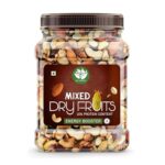 Go Vegan Healthy Nutmix 500Gm, Dried Almonds, Black Raisins, Cashewnuts, Cranberries, Black Dates & Many More. (Jar Pack)