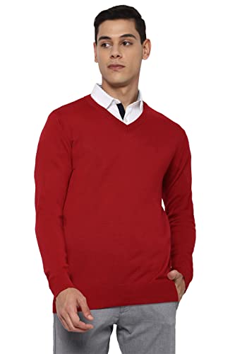 Allen Solly Men’S Acrylic Blend V-Neck Sweater (Asswwrgfz02376_Red_Xl)