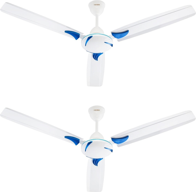 Candes Lynx 3 Star 1200 Mm 3 Blade Ceiling Fan(Anti Dust | White, Blue | Pack Of 2)
