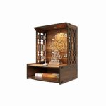 Rellon Industries Wooden Mandir For Home Pooja – Beautiful Temple Stand For Office With Led Spot Light (A1)