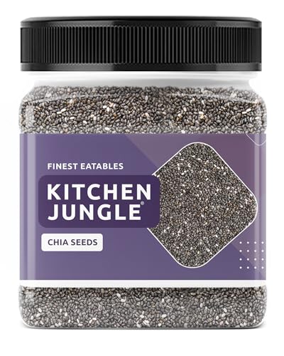 Kitchen Jungle Raw Chia Seeds 300 Gm Jar Pack | Seeds For Eating | Diet Snacks | Chia Seeds For Weight Loss | Omega-3 Seeds For Eating | Non-Gmo And Fibre Rich Seeds