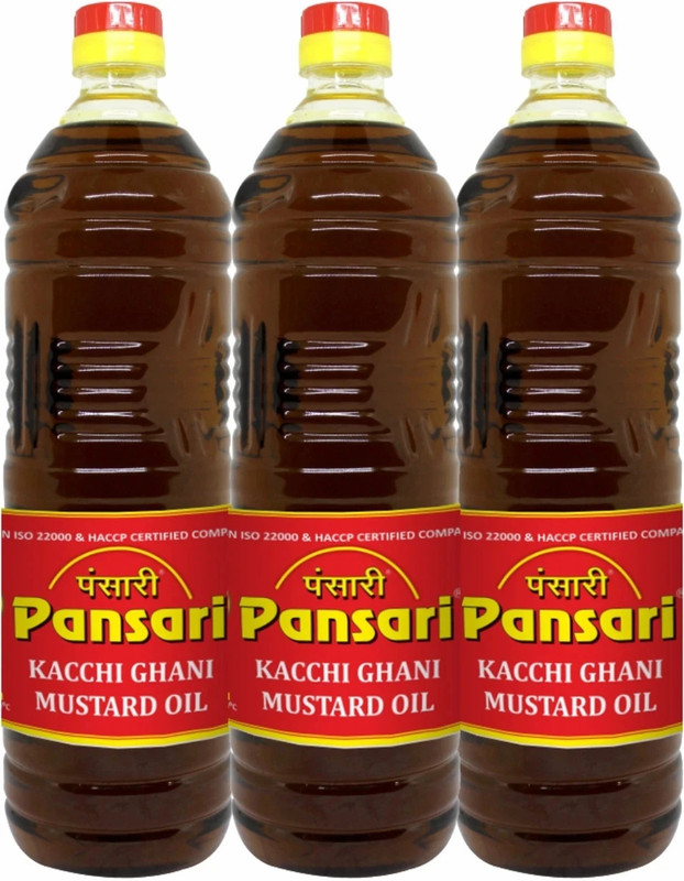 Pansari Kacchi Ghani Mustard Oil Plastic Bottle(3 X 1 L)