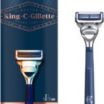 King C. Gillette Mens Neck Razor, For Sensitive Skin (Neck And Cheeks) With Built In Precision Trimmer For Shaping, Men