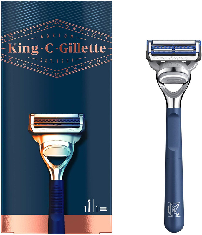 King C. Gillette Mens Neck Razor, For Sensitive Skin (Neck And Cheeks) With Built In Precision Trimmer For Shaping, Men