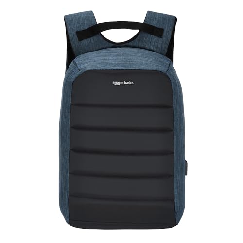 Amazon Basics Anti Theft Design Laptop Backpack, Blue And Black
