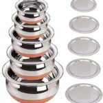 Limetro Steel Copper Base Handi With Lid / Urli Set Cookware Set(Stainless Steel, 5 – Piece)