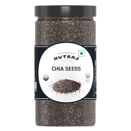 Nutraj Raw Chia Seeds 500G Jar, Chia Seed With Omega-3, Non-Gmo, Gluten Free, Keto Diet Friendly.