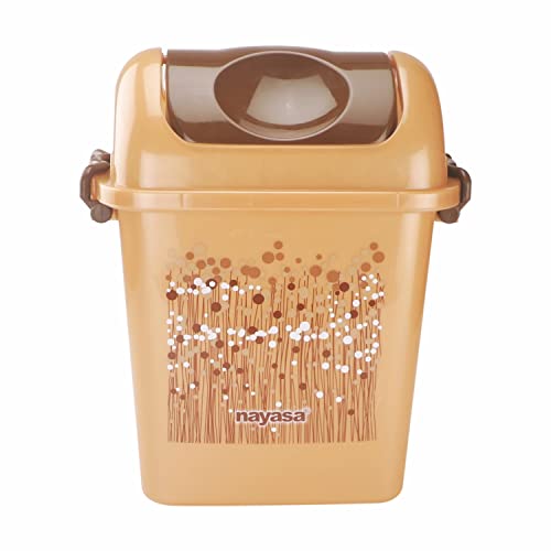 Nayasa Rectangular Swing Bin Funk No 14 Without Inner Bucket 14.5 Ltrs, Multi Purpose Dustbin, Brown