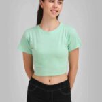 Gf And Bf Casual Solid Women Green, Light Green Top