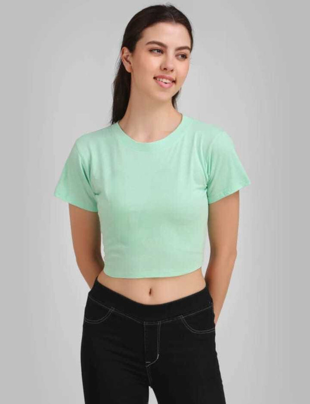 Gf And Bf Casual Solid Women Green, Light Green Top