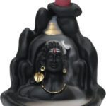 Shivaya Lord Adiyogi Shiva Smoke Fountain With 20 Backflow Smoke Cones Decorative Showpiece – 10 Cm(Resin, Black)