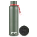 Pexpo Bravo 1000 Hot & Cold Isi Certified Flask- Military Green- Stainless Steel Water Bottle | Office| Gym| Travelling| Home| School| Adults & Kids,1000 Ml