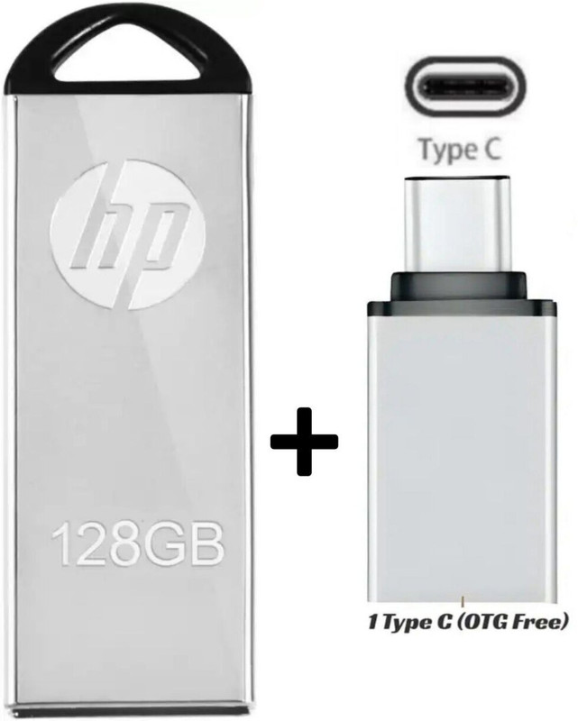 Hp V220M 128 Gb Pen Drive Compatible With Audio Player, Laptop, Gaming Console, Mobile, Tablet Usb 2.0 Metal Case(Silver)