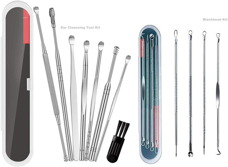 J & F Hinshitshu 4 In 1 Blackhead Tool Kit With 6 In 1 Ear Cleaning Tool(2 Items In The Set)