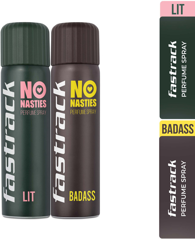 Fastrack No Nasties Perfume Spray – Lit & Badass (Pack Of 2) Deodorant Spray  –  For Men & Women(270 Ml, Pack Of 2)