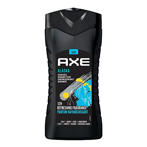 Axe Alaska 3 In 1 Body, Face & Hair Wash For Men, Long-Lasting Refreshing Ocean Air & Bergamot Fragrance Natural Origin Ingredients,Removes Odor & Bacteria, No Parabens, Dermatologically Tested, 250Ml