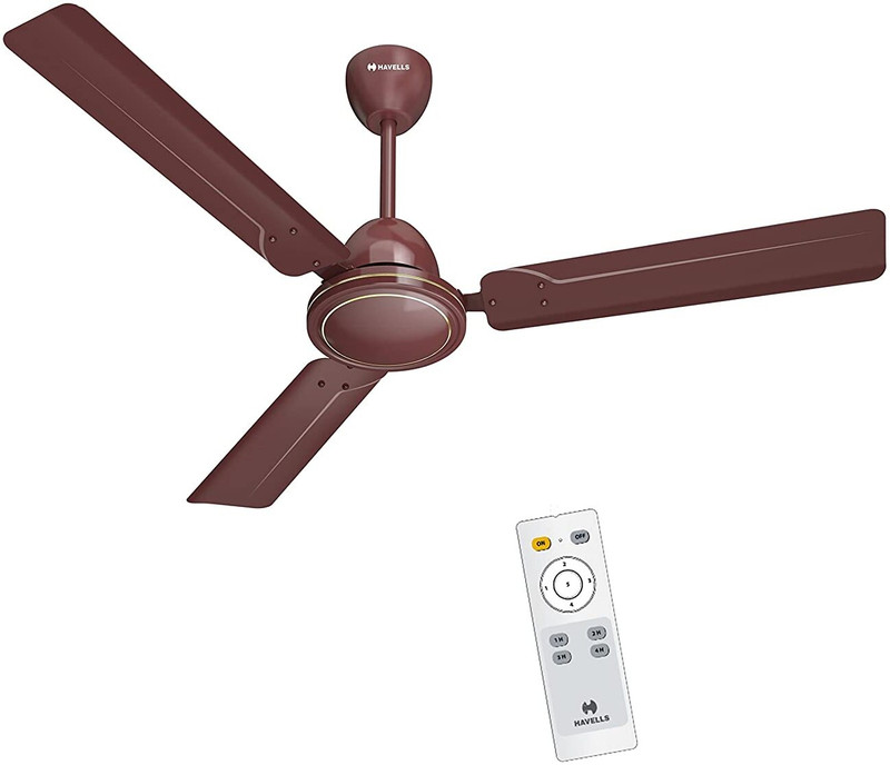 Havells Glaze Bldc 1200 Mm 3 Blade Ceiling Fan(Bldc Motor With Remote | Brown | Pack Of 1)