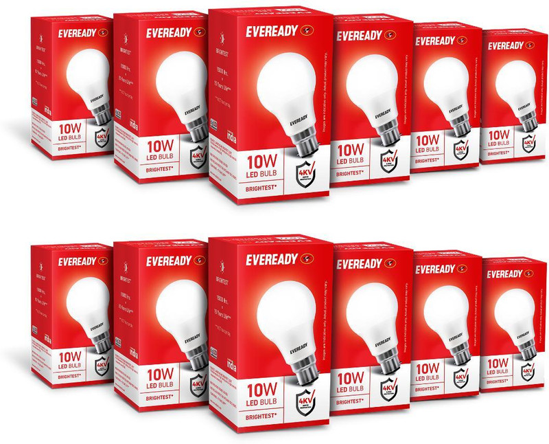 Eveready 10 W Basic Standard B22 Led Bulb(White, Pack Of 12)