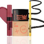 Maybelline New York Ananya’S Makeup Essentials: Fit Me Tint 05 + Colossal Kajal + Slm Touch Of Spice(Shade 05, Black, Touch Of Spice, 30 Ml)