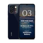 Lava O3 (Glossy Blue, 3 Gb Ram, 64 Gb Storage) | Biggest 6.75″ Hd+ Display | 13Mp Ai Dual Rear Camera | 5000 Mah Battery | Secure Face Unlock | Fingerprint Reader | Charger & Phone-Cover In Box