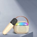 Ptron Fusion Smart With Karaoke Mic, 10W Pristine Sound, 10Hrs Playtime, Rgb Lights 10 W Bluetooth Speaker(Ivory White, Mono Channel)